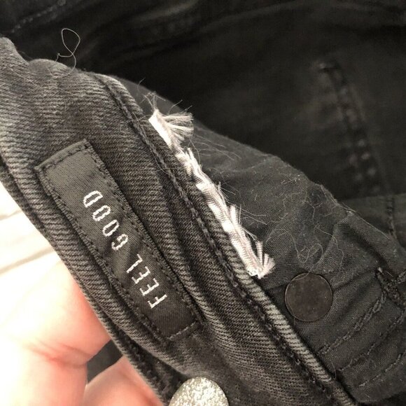 Agolde Feel Good Black Skinny Jeans Distressed Raw Hem Womens Size 28 - Picture 9 of 10